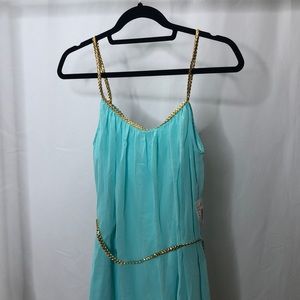 Goddess dress with gold braided straps/belt